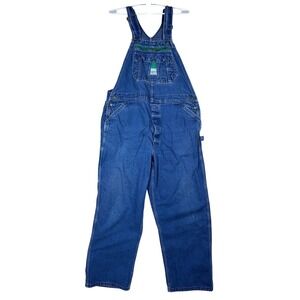 Vintage Liberty Denim Overalls Mens Blue Green Zipper Bib Workwear 38x34